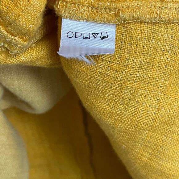 Eileen Fisher Organic Linen Shacket Mustard Yellow Button Front Womens Size XL - Picture 6 of 6